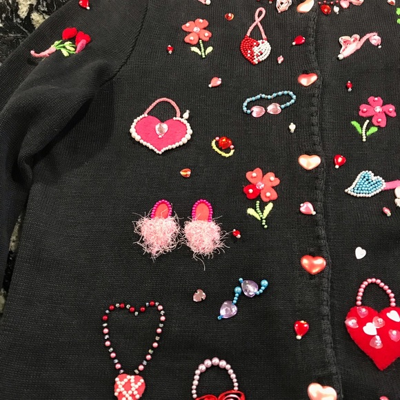 Vintage Michael Simon Valentine’s Day Cardigan ~ Women’s Large - Picture 8 of 12